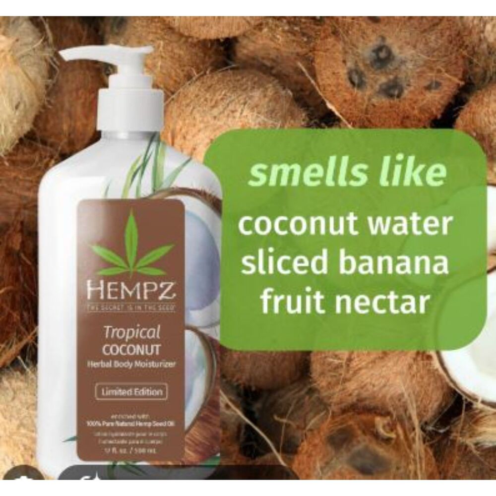Hempz Tropical Coconut Herbal Body Moisturizer 17 oz. New